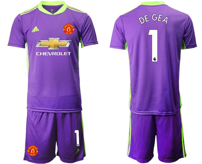 Men 2020-2021 club Manchester United purple goalkeeper #1 Soccer Jerseys